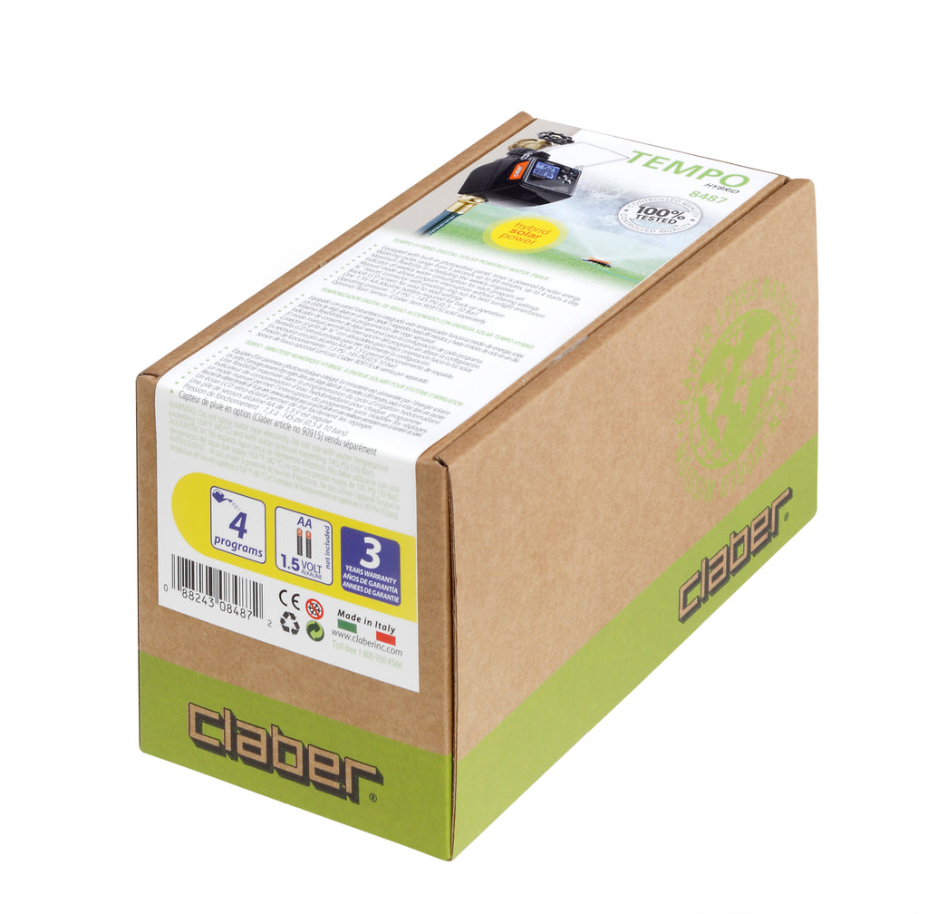 Claber 8487 Tempo Hybrid Digital Solar Powered Water Timer