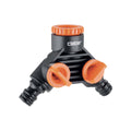 Claber Double Tap Connector | 2-Way Faucet Splitter with Independent Shut-Off Valves 8599