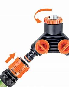 Claber Double Tap Connector | 2-Way Faucet Splitter with Independent Shut-Off Valves 8599